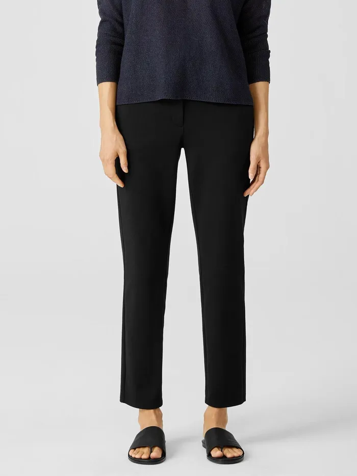 Pants Shorts and Jumpsuits Women Eileen Fisher Cotton Ponte Slim Pant Black