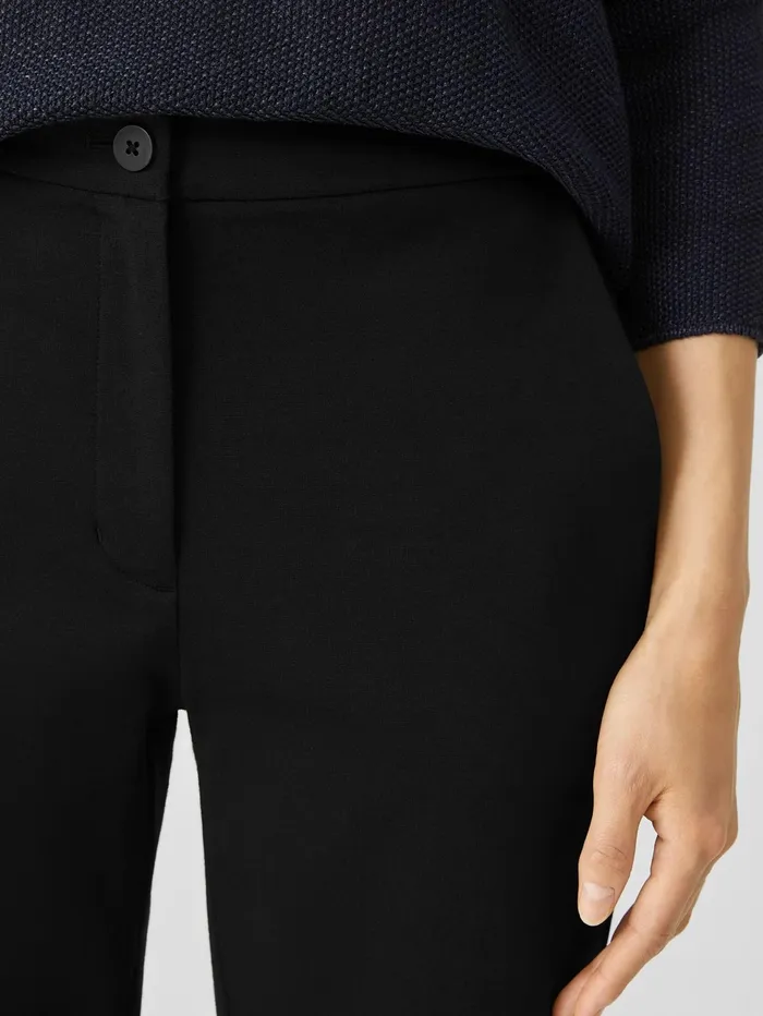 Pants Shorts and Jumpsuits Women Eileen Fisher Cotton Ponte Slim Pant Black