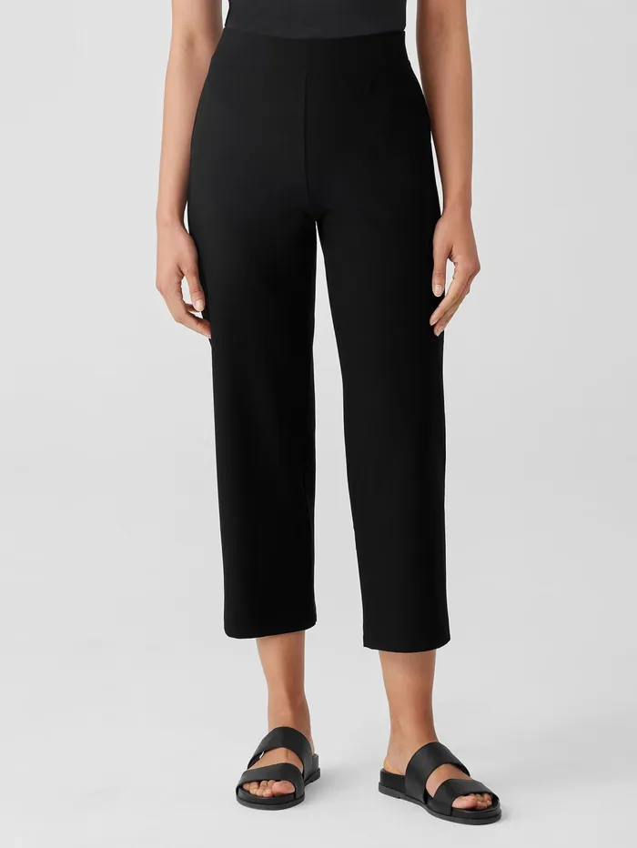 Pants Shorts and Jumpsuits Women Eileen Fisher Washable Stretch Crepe Straight Pant With Yoke Black