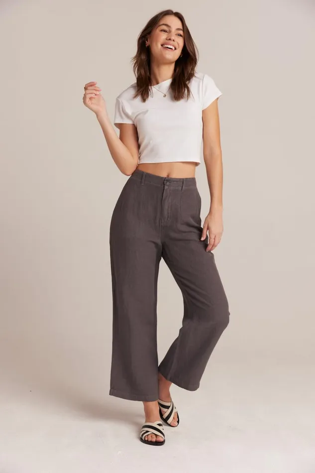 Pants Women Bella Dahl Blakely Utility Wide Leg Crop 8211 Charcoal Shadow