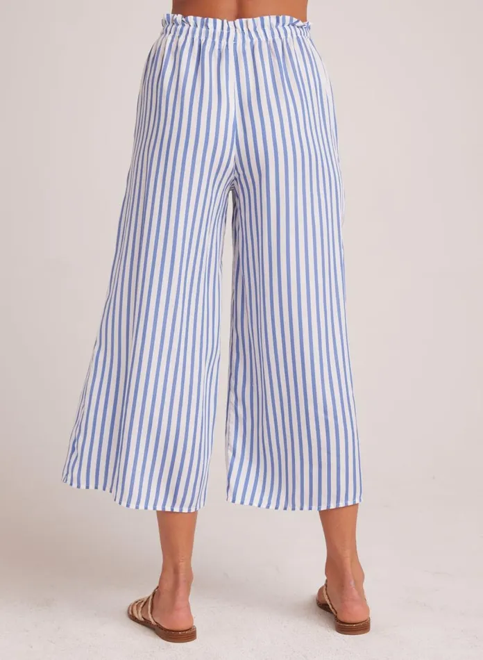 Pants Women Bella Dahl Ruffle Waist Wide Leg Crop 8211 Bahia Breeze Stripe Pants Women Bella Dahl Ruffle Waist Wide Leg Crop 8211 Bahia Breeze Stripe