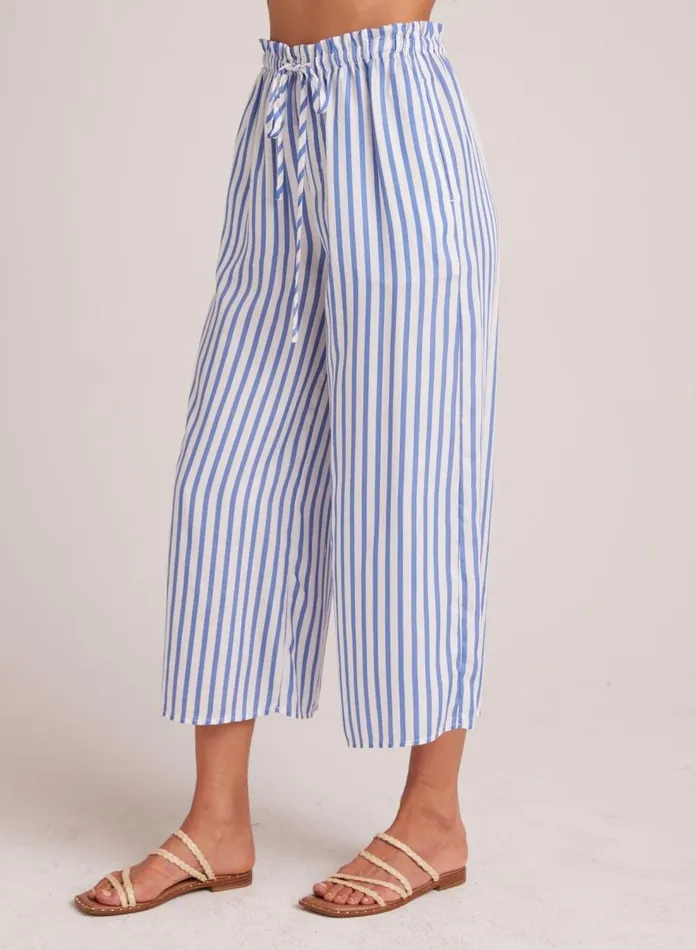 Pants Women Bella Dahl Ruffle Waist Wide Leg Crop 8211 Bahia Breeze Stripe Pants Women Bella Dahl Ruffle Waist Wide Leg Crop 8211 Bahia Breeze Stripe