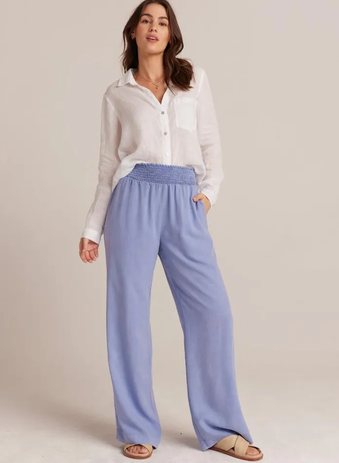Pants Women Bella Dahl Smocked Waist Wide Leg 8211 Peri Blue