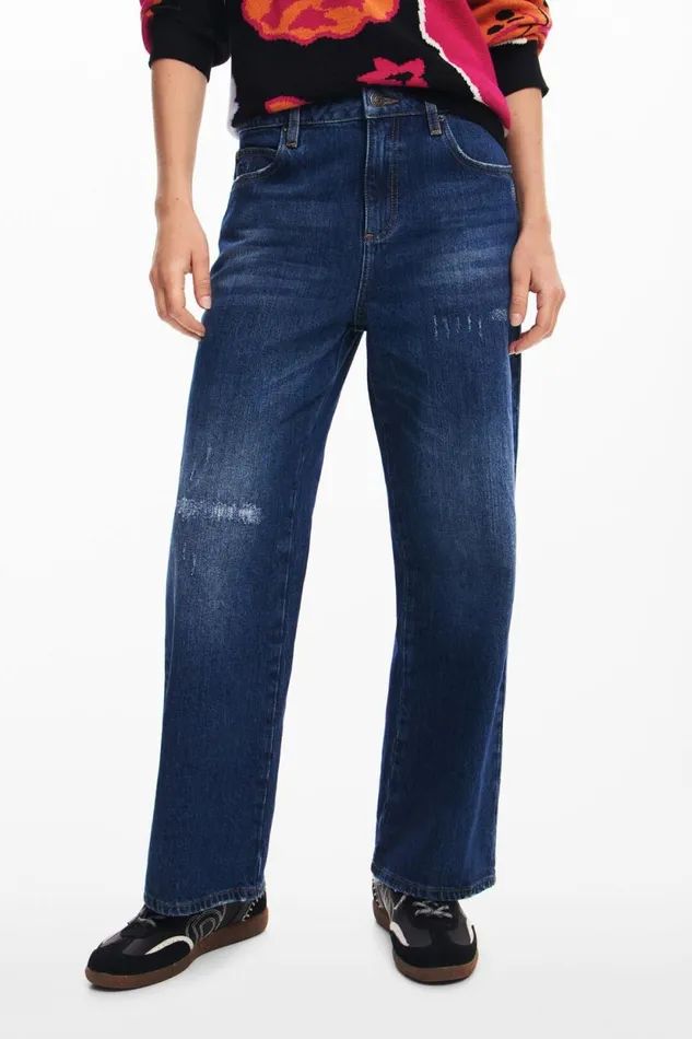 Pants Women Desigual Denim Culotte Pants Blue