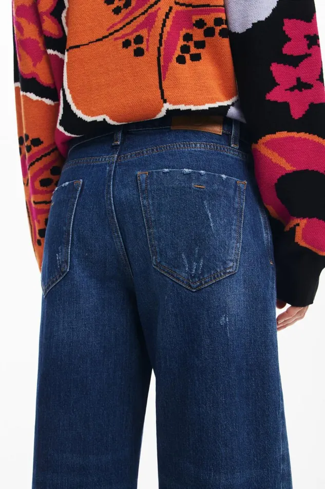 Pants Women Desigual Denim Culotte Pants Blue