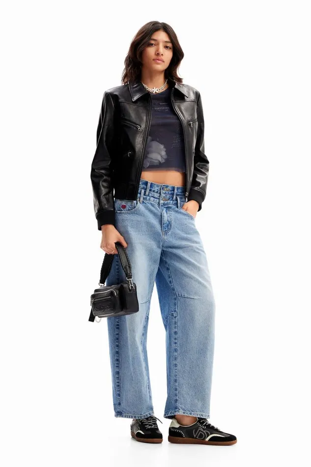 Pants Women Desigual Doublewaistband Balloon Jeans Blue