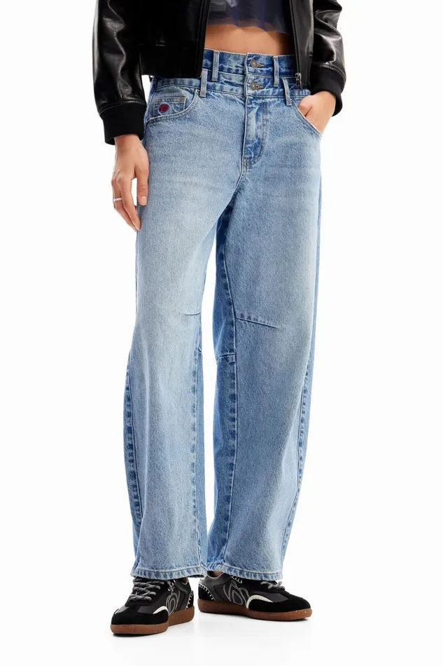 Pants Women Desigual Doublewaistband Balloon Jeans Blue