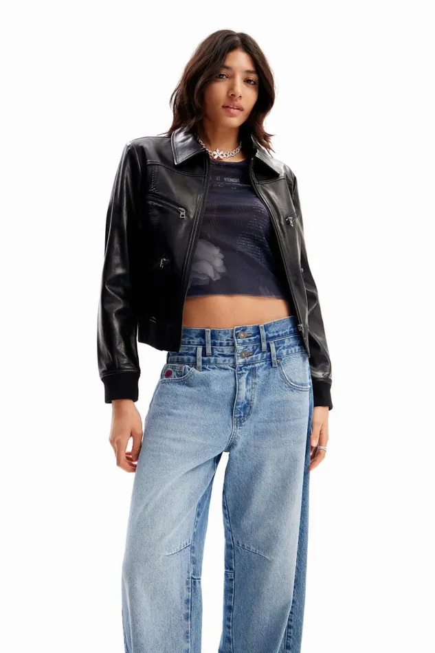 Pants Women Desigual Doublewaistband Balloon Jeans Blue