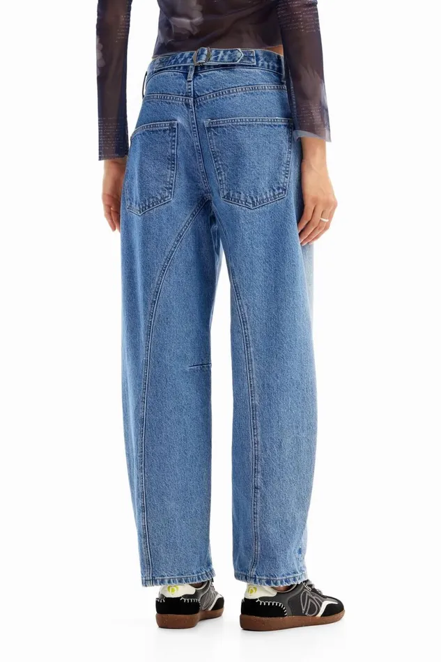 Pants Women Desigual Doublewaistband Balloon Jeans Blue