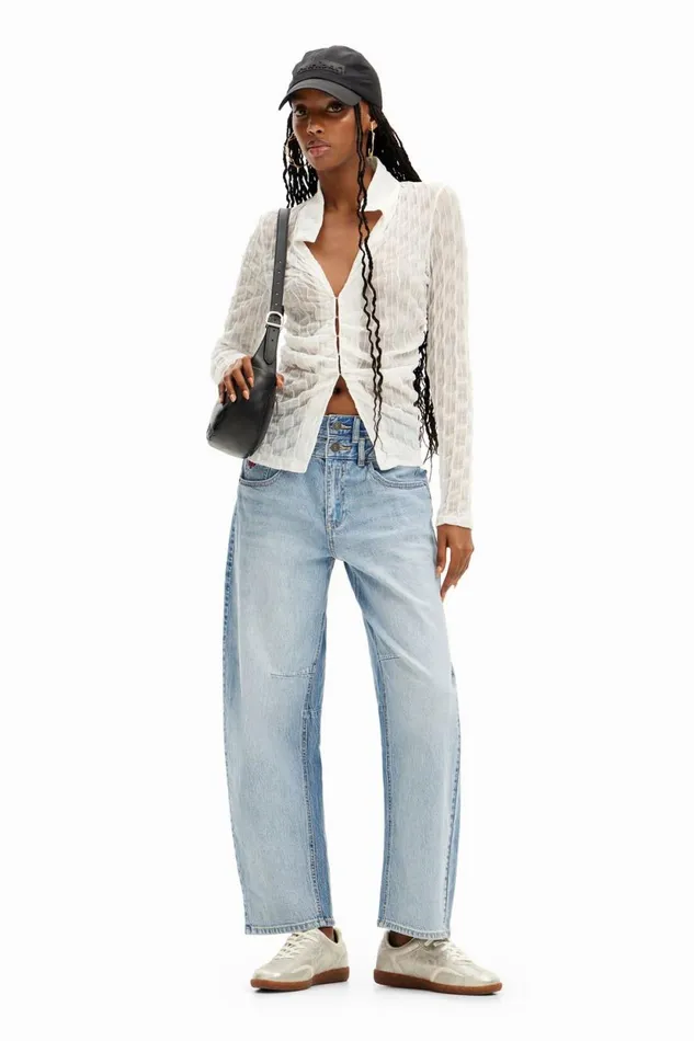 Pants Women Desigual Doublewaistband Balloon Jeans Blue