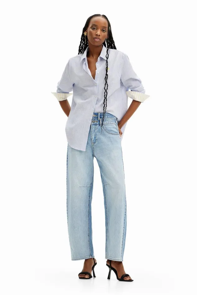 Pants Women Desigual Doublewaistband Balloon Jeans Blue