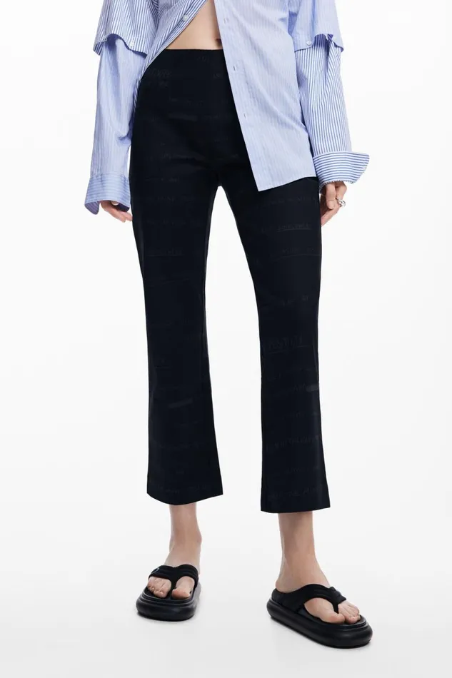 Pants Women Desigual Long Pants With Phrases Black
