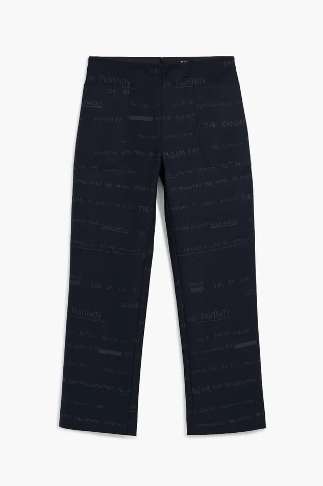Pants Women Desigual Long Pants With Phrases Black