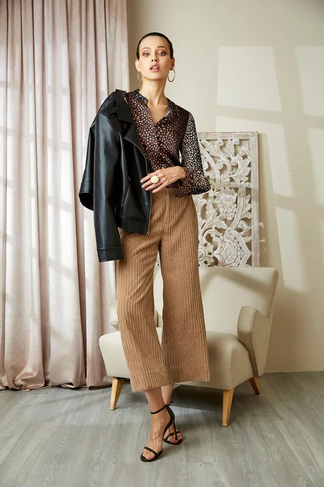 Pants Women Elie Tahari Cropped Corduroy Pant HAZELNUT