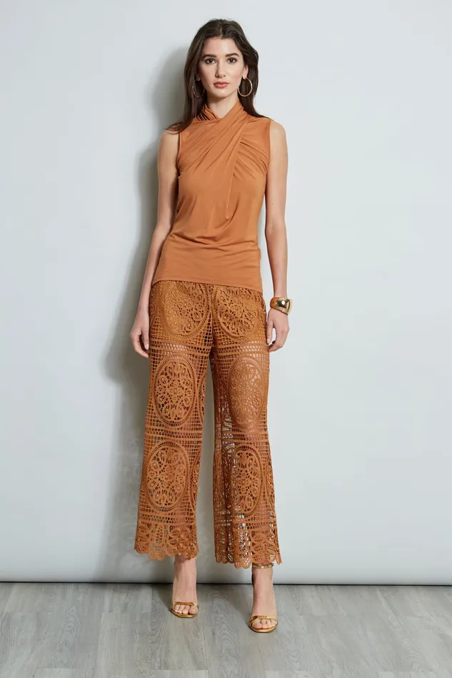 Pants Women Elie Tahari Lace Palazzo Pant CARAMEL