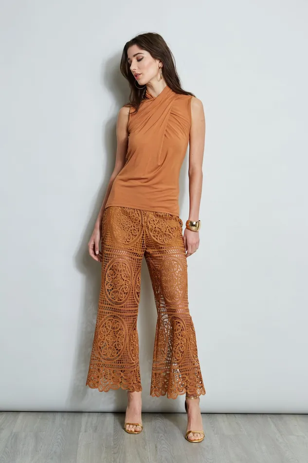 Pants Women Elie Tahari Lace Palazzo Pant CARAMEL