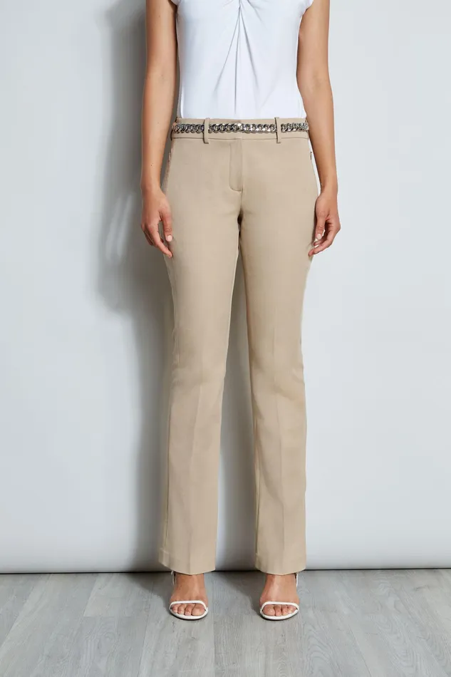 Pants Women Elie Tahari Stretch Twill Fit and Flare Pant RATTAN
