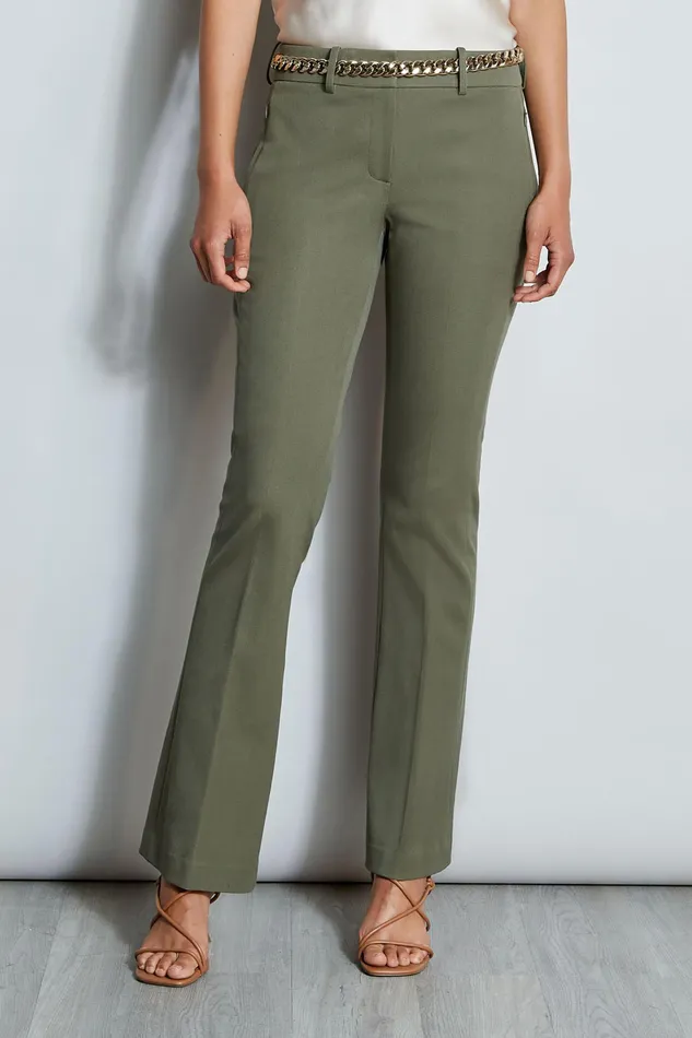 Pants Women Elie Tahari Stretch Twill Fit and Flare Pant WILLOW GREEN
