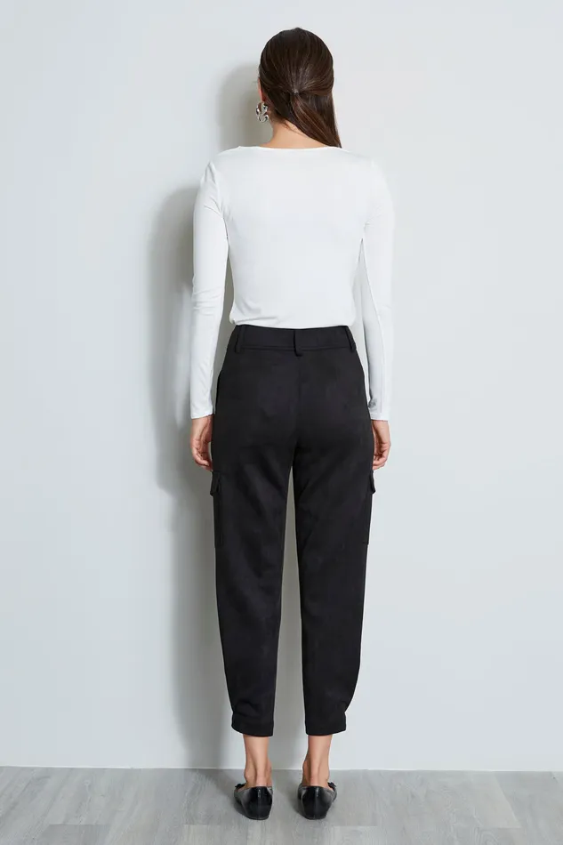 Pants Women Elie Tahari Vegan Suede Utility Pant BLACK
