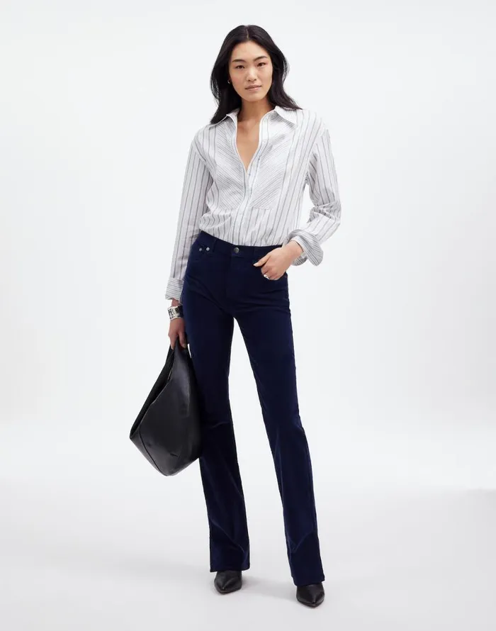 Pants Women Madewell Kick Out FullLength Pants In Garment Dye Corduroy True Midnight Pants Women Madewell Kick Out FullLength Pants In Garment Dye Corduroy True Midnight