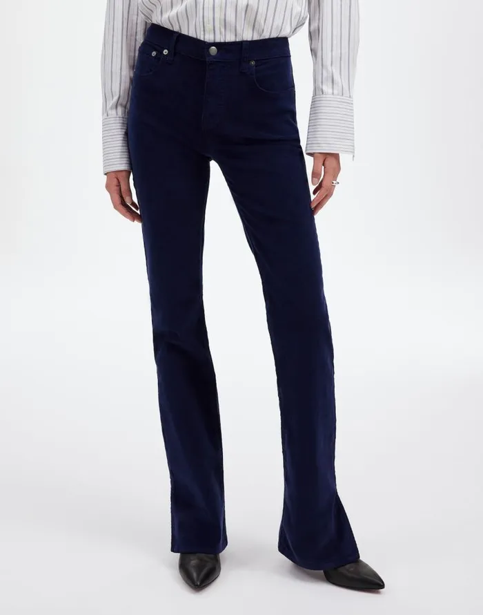 Pants Women Madewell Kick Out FullLength Pants In Garment Dye Corduroy True Midnight