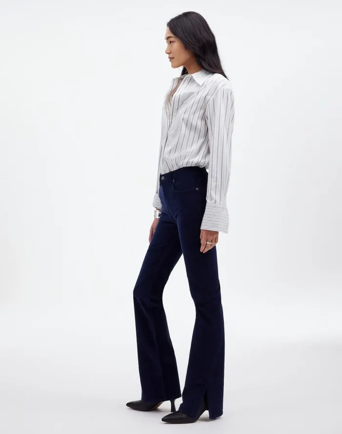 Pants Women Madewell Kick Out FullLength Pants In Garment Dye Corduroy True Midnight
