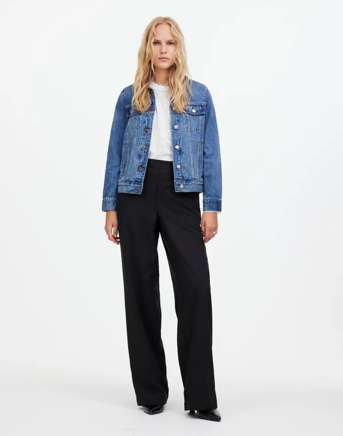 Pants Women Madewell PullOn Straight Pants In Drapey Twill True Black