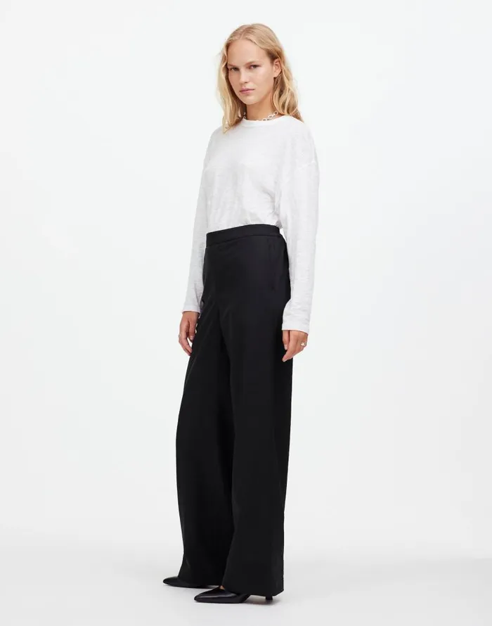 Pants Women Madewell PullOn Straight Pants In Drapey Twill True Black