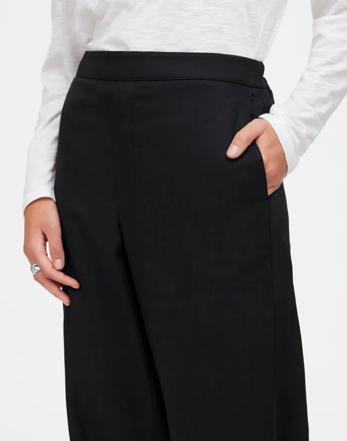 Pants Women Madewell PullOn Straight Pants In Drapey Twill True Black