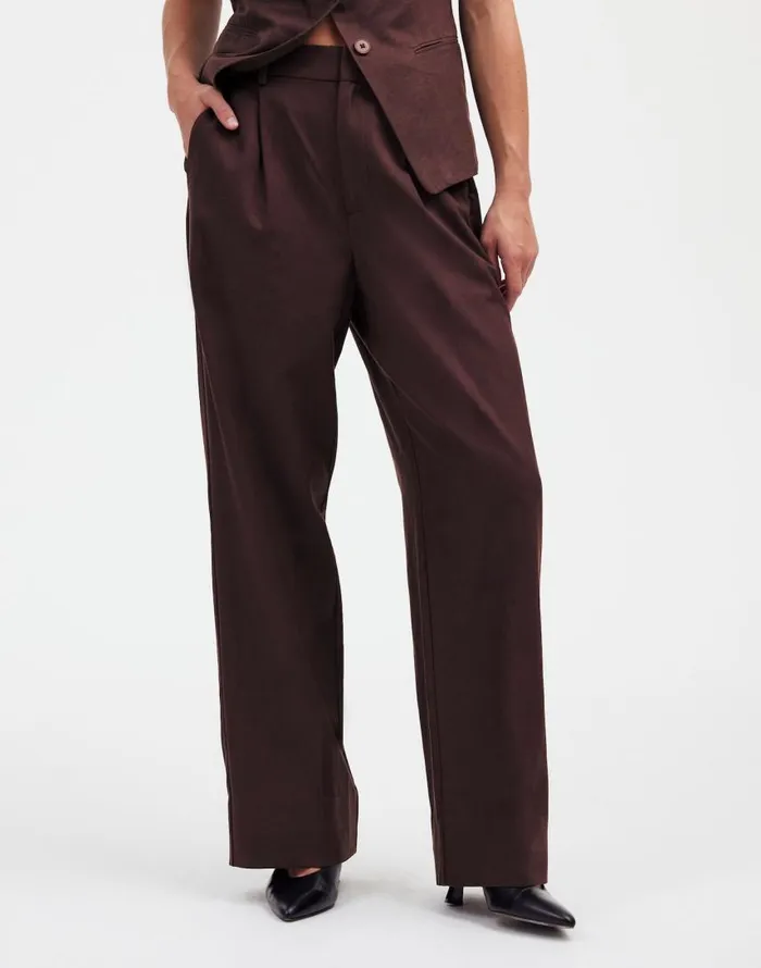 Pants Women Madewell Slouchy Straight Pants In Drapey Twill Dark Carob
