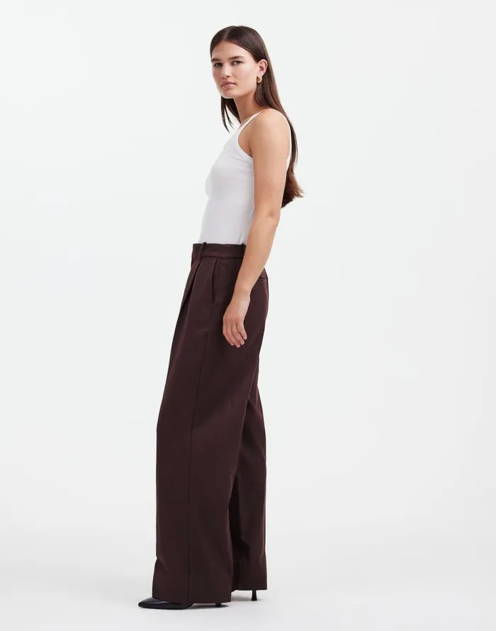 Pants Women Madewell Slouchy Straight Pants In Drapey Twill Dark Carob