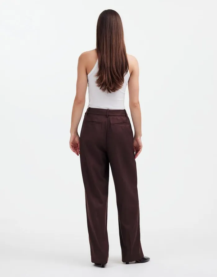Pants Women Madewell Slouchy Straight Pants In Drapey Twill Dark Carob