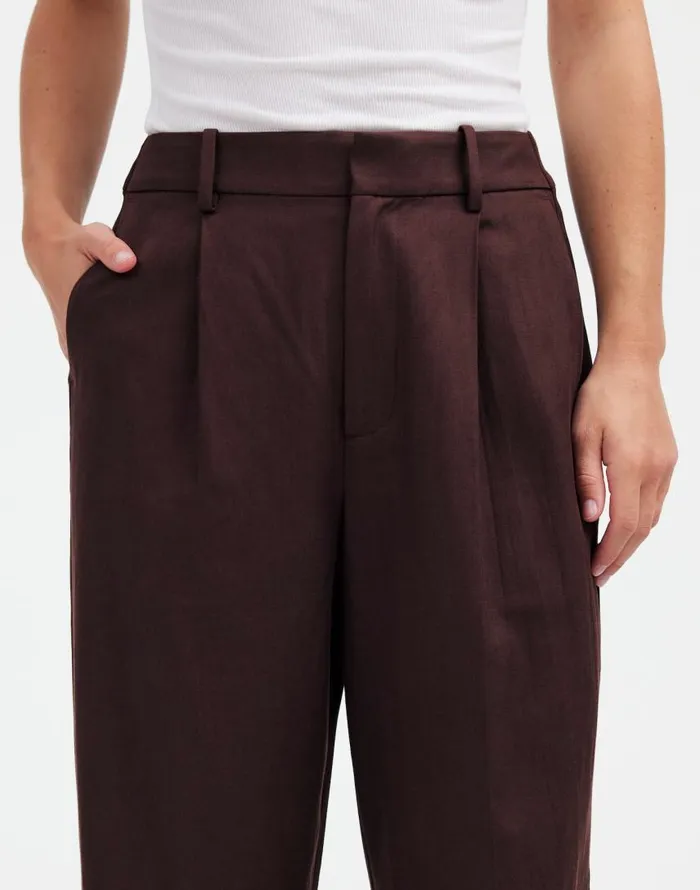 Pants Women Madewell Slouchy Straight Pants In Drapey Twill Dark Carob