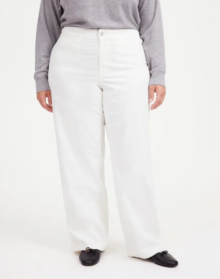 Pants Women Madewell The Plus Emmett WideLeg Pant In Corduroy Welt Pocket Edition Winter White