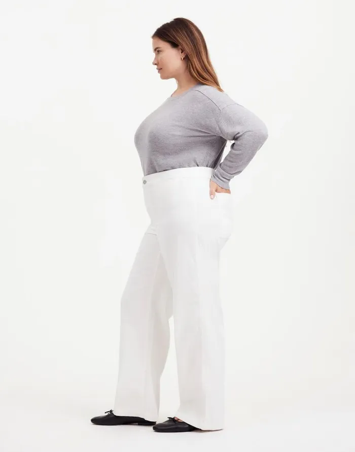 Pants Women Madewell The Plus Emmett WideLeg Pant In Corduroy Welt Pocket Edition Winter White