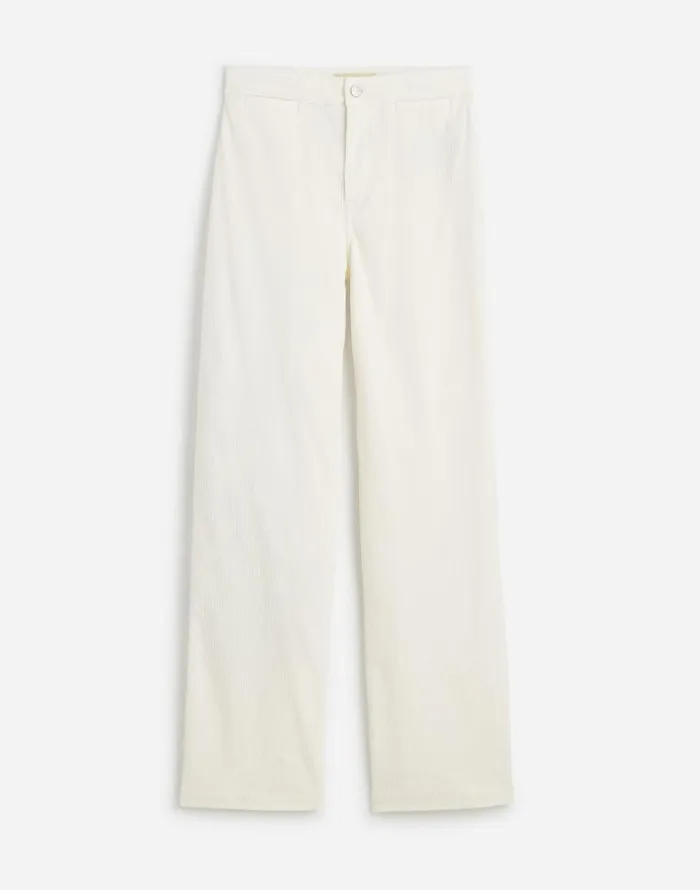 Pants Women Madewell The Plus Emmett WideLeg Pant In Corduroy Welt Pocket Edition Winter White