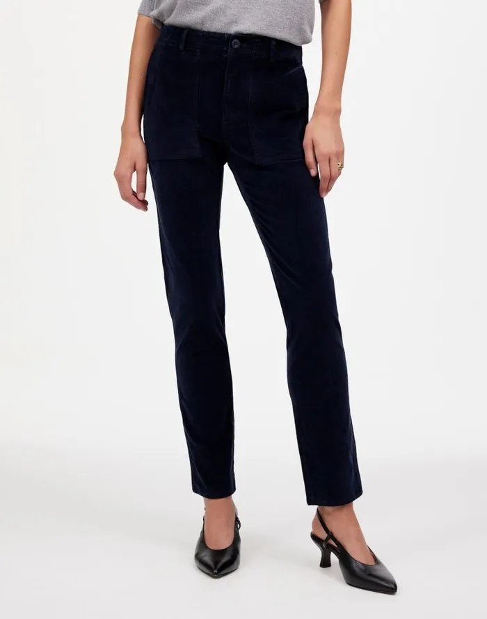 Pants Women Madewell The Slim Straight Utility Pant In Garment Dye Corduroy Classic Navy