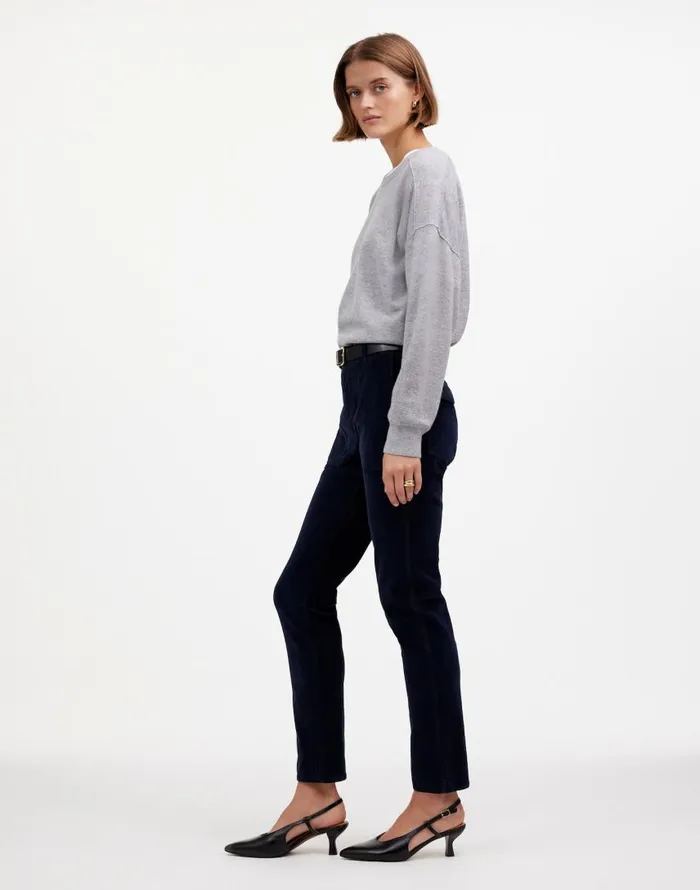 Pants Women Madewell The Slim Straight Utility Pant In Garment Dye Corduroy Classic Navy