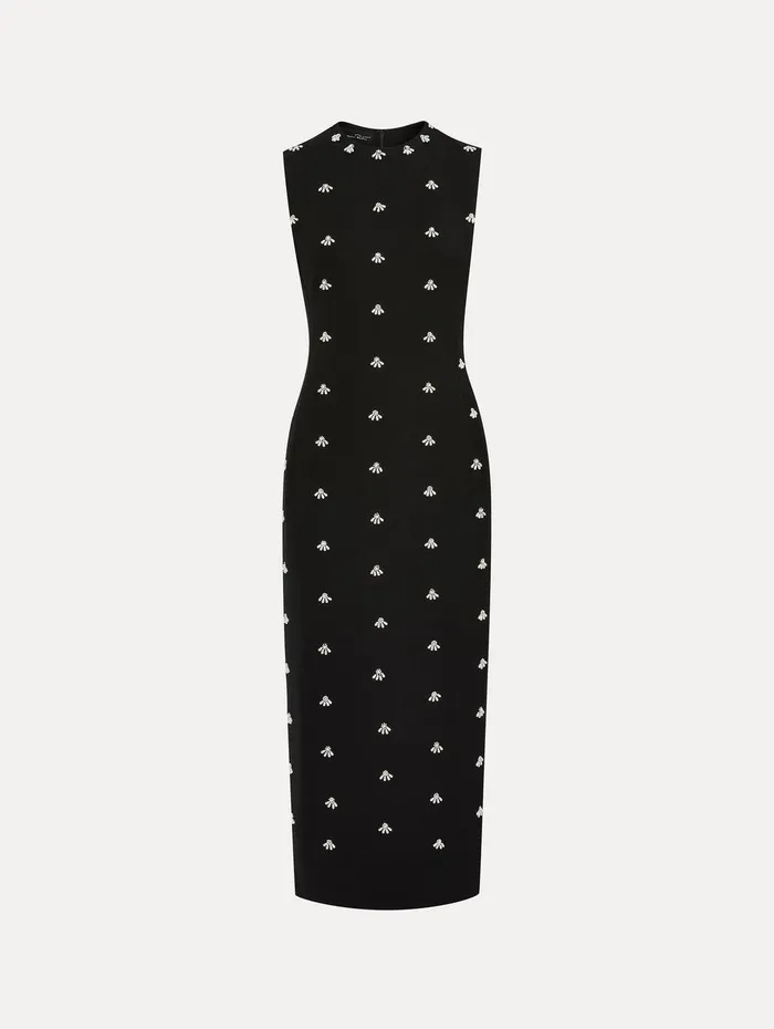 Pearl Cabochon Cocktail Dress Black Women Oscar De La Renta Dresses
