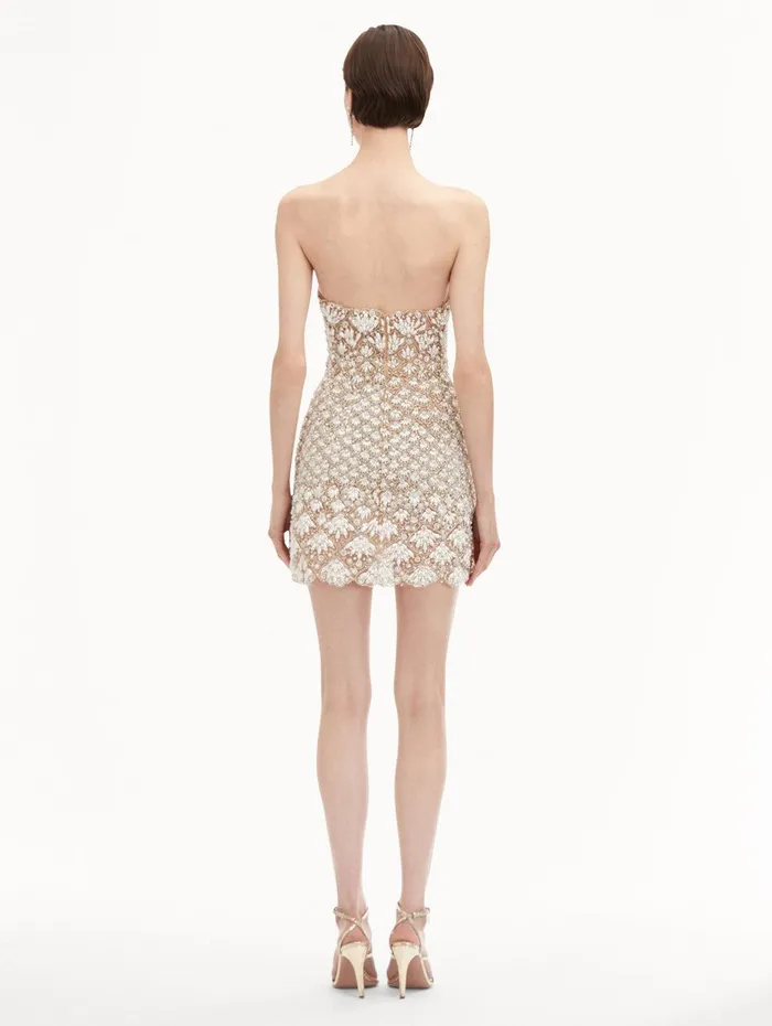 Pearl Embroidered Scallop Dress Pearl Women Oscar De La Renta Dresses Pearl Embroidered Scallop Dress Pearl Women Oscar De La Renta Dresses