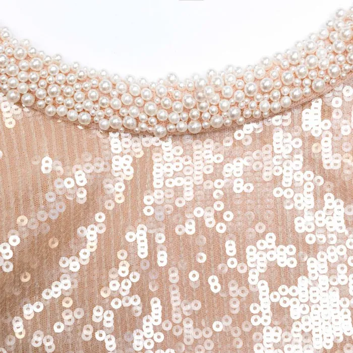 Pearl Trim Sequin Mini Dress Women Self Portrait Dresses Pearl Trim Sequin Mini Dress Women Self Portrait Dresses