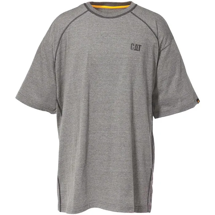 Performance Short Sleeve Tee Heather Grey Men Cat Footwear Tops and Outerwear