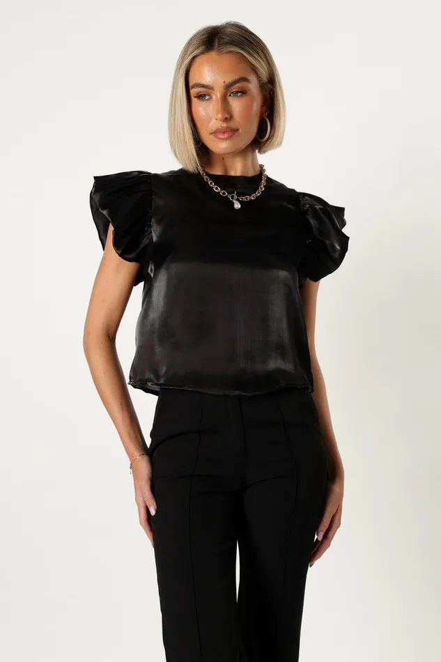 Petal and Pup Blouses and Shirts Women Marianna Ruffle Sleeve Top Black