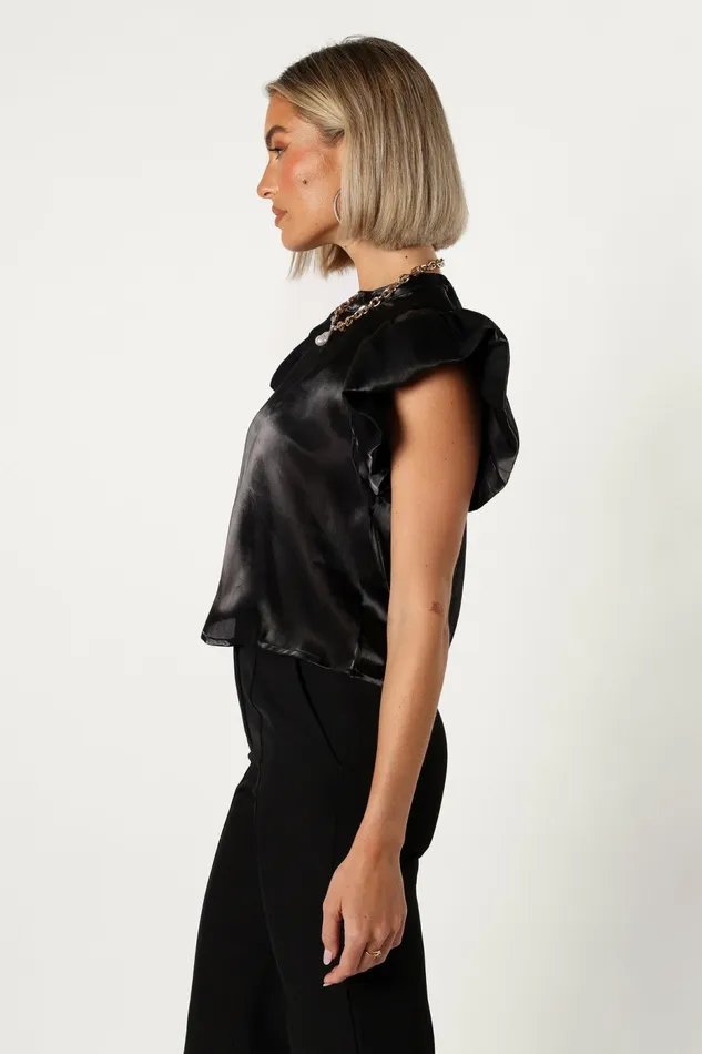 Petal and Pup Blouses and Shirts Women Marianna Ruffle Sleeve Top Black