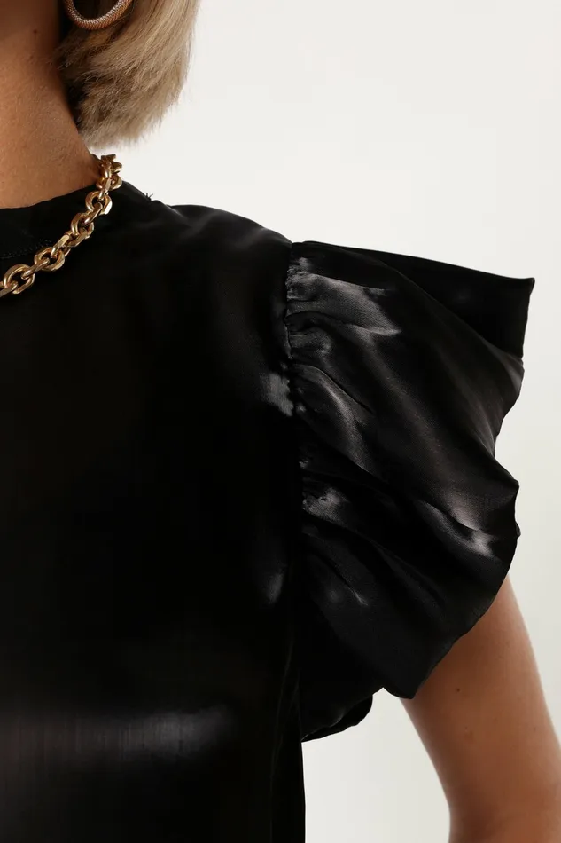Petal and Pup Blouses and Shirts Women Marianna Ruffle Sleeve Top Black