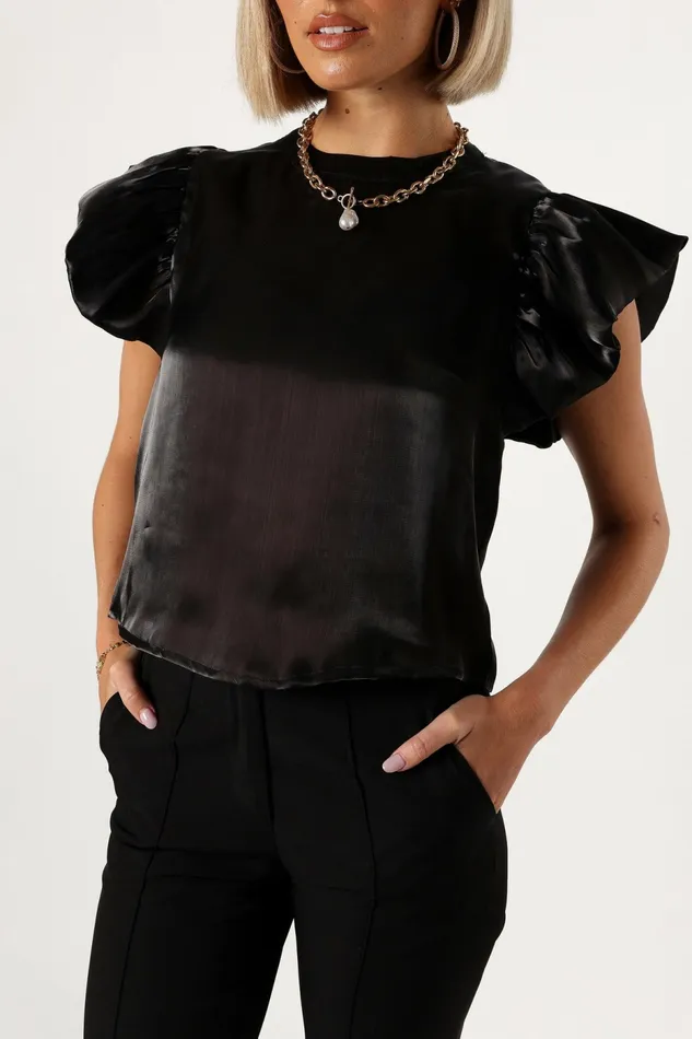Petal and Pup Blouses and Shirts Women Marianna Ruffle Sleeve Top Black