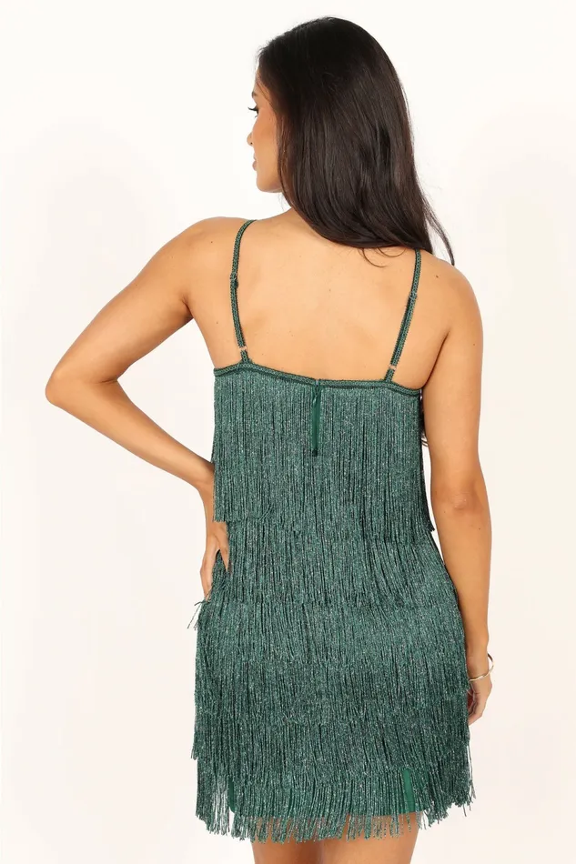 Petal and Pup Event Dresses Women Chrissy Halterneck Mini Dress Dark Green