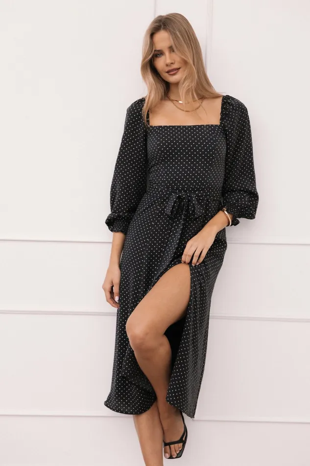 Petal and Pup Fall Dresses Women Ettie Long Sleeve Midi Dress Black Polka Dot
