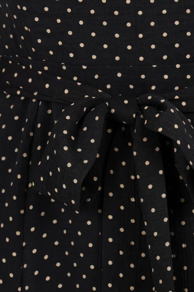 Petal and Pup Fall Dresses Women Ettie Long Sleeve Midi Dress Black Polka Dot