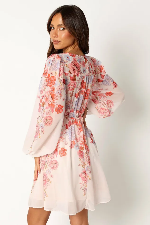 Petal and Pup Hattie Long Sleeve Mini Dress Pink Floral Women Long Sleeve Dresses